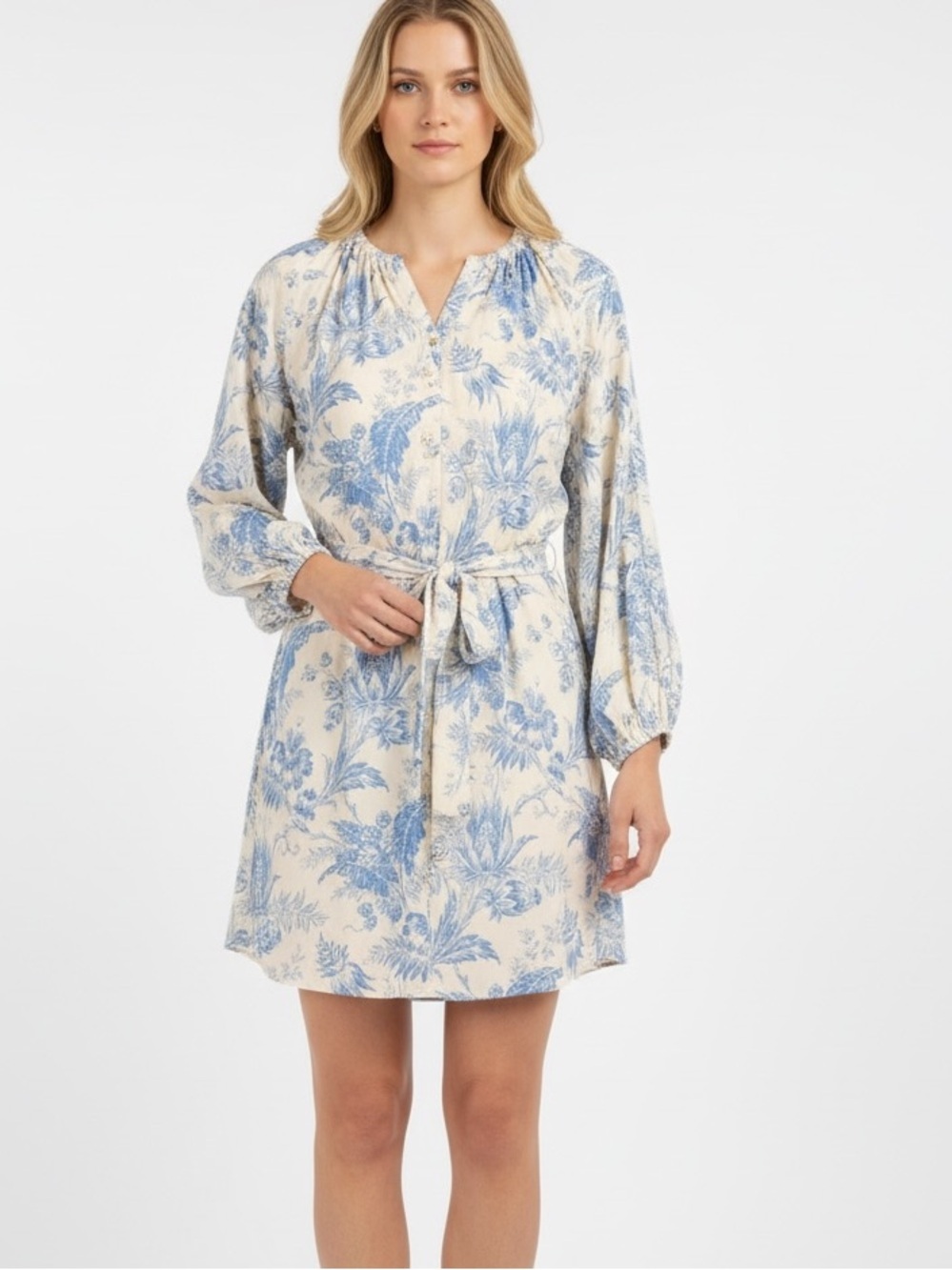 Chaser Heirloom Tropical Botanical Floral Shirt Dress Size L